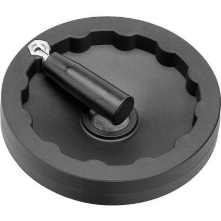 J.W. WINCO JW Winco - - Plastic Solid Disk Handwheel w/ Retractable Handle - 3.94" D x .16" Pilot Hole 6381005